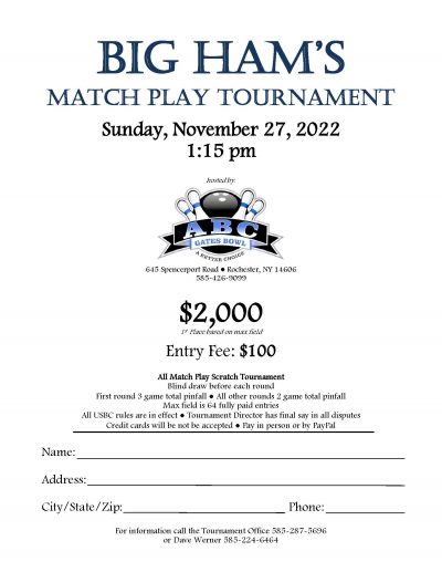 Big Hams Match Play Tournament 11.27.22 flyer